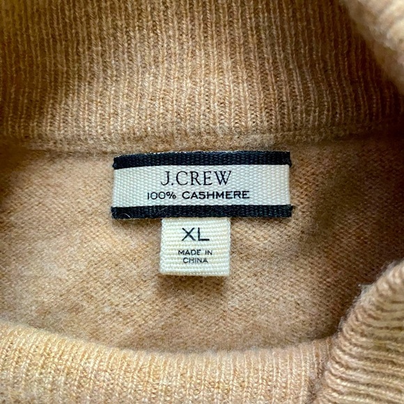 J CREW Women's 100% Cashmere Monk Neck Relaxed Tan Pullover Sweater Size XL - Picture 6 of 7